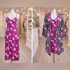 Elegant Floral Chemise and Robe Set